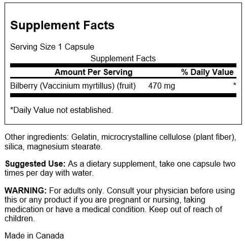Swanson Bilberry Fruit 470 Milligrams Capsules 100