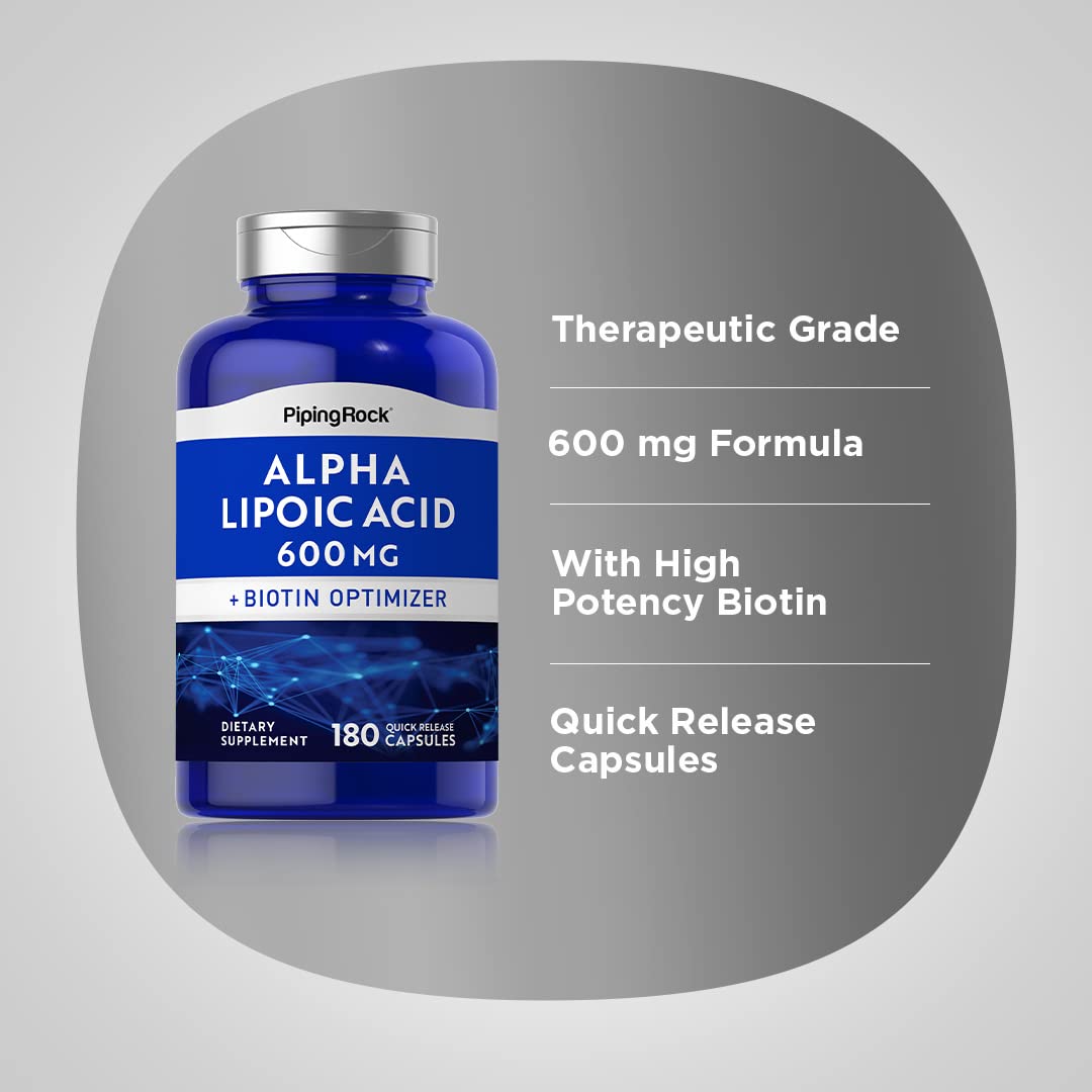 Piping Rock Alpha Lipoic Acid 600mg 180 Capsules