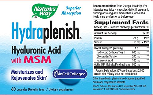 Nature's Way Hydraplenish Hyaluronic Acid With MSM Capsules 240 Count