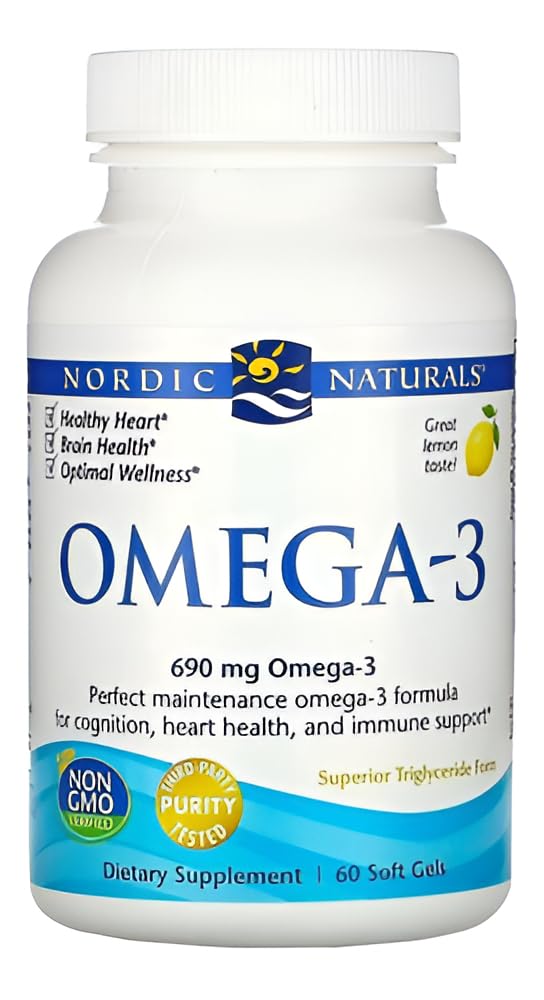 Nordic Naturals Omega-3 Softgel, 690mg Fish Oil EPA & DHA Lemon, 60 Count