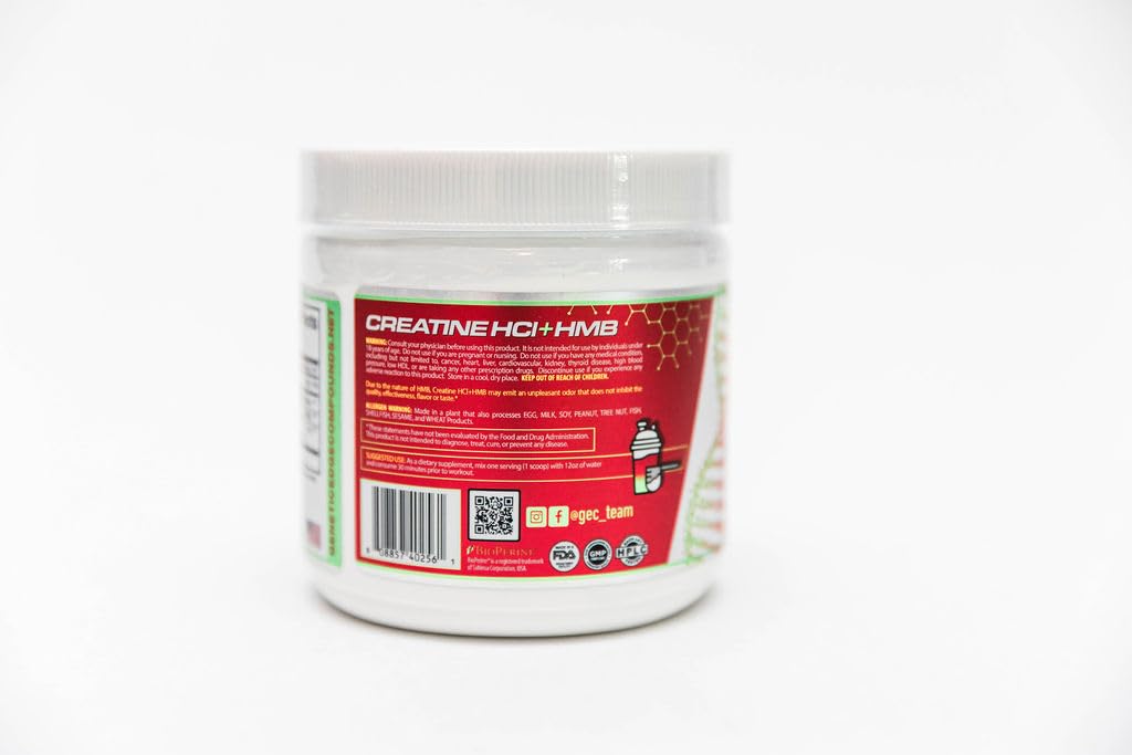 Genetic Edge Compounds Creatine HCl + HMB for Athletes – Performance & Recovery Formula – Powder, 6.94 oz