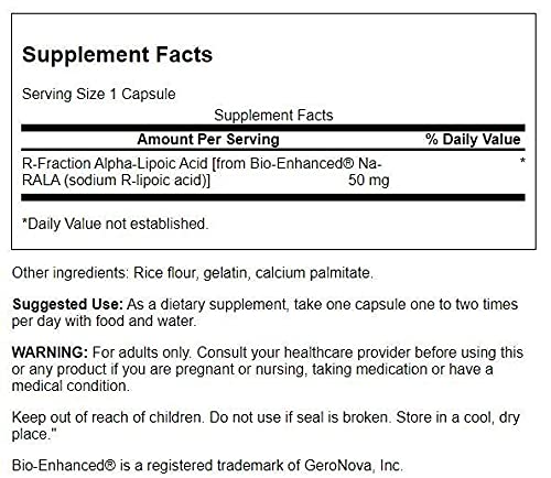 Swanson R-Fraction Alpha-Lipoic Acid 50mg Capsules, 60 Count