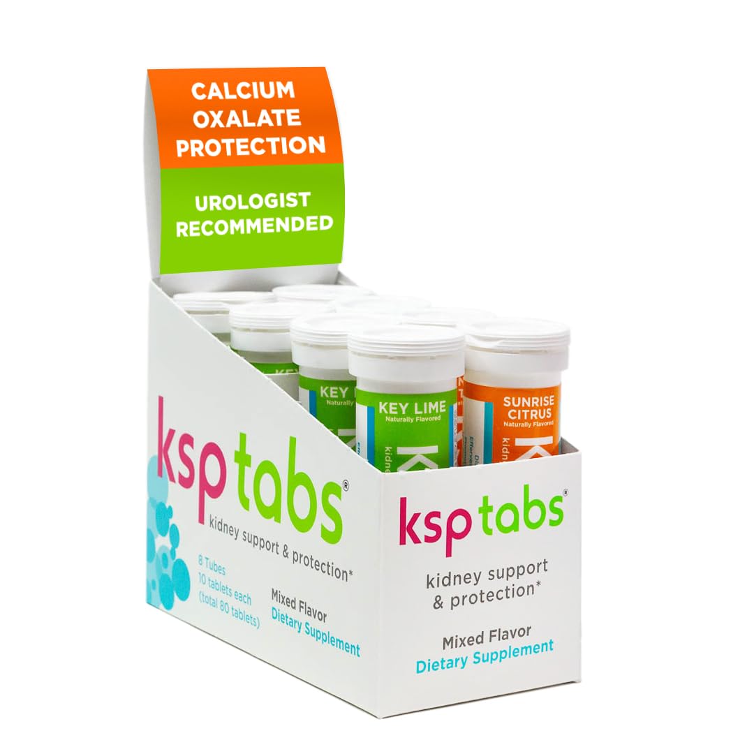 KSPtabs Lime & Citrus All Natural Hydration & Kidney Health Supplement to Combat Calcium Oxalate Crystal Formation, 80 Tablets