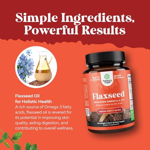Natures Craft Hemp Seed Oil Capsules & Omega Flaxseed Oil Softgels 1000mg, Omega-3-6-9, 180