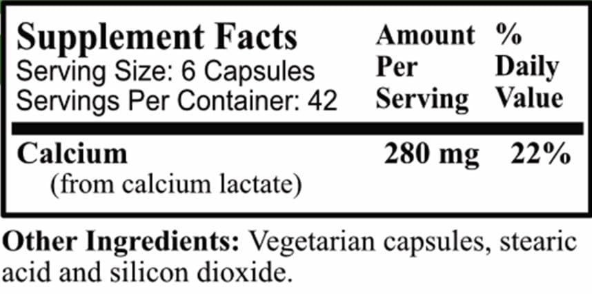 Daily Manufacturing Calcium-Lactate Capsule 250 Count