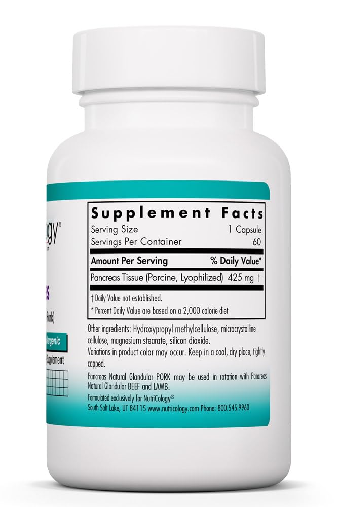 Allergy Research Group Pancreas Pork Freeze Dried Digestive Capsule 60