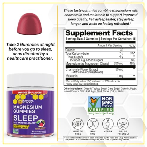 Natural Stacks Magtech Magnesium + Sleep Magnesium Citrate Gummies Bundle - 210 Pieces