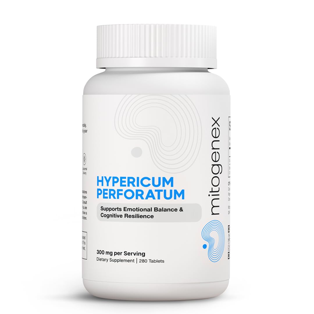 Mitogenex Hypericum Perforatum Extract 300mg, Double-Standardized St. John's Wort (Hypericin + Hyperforin) Tablets, 280