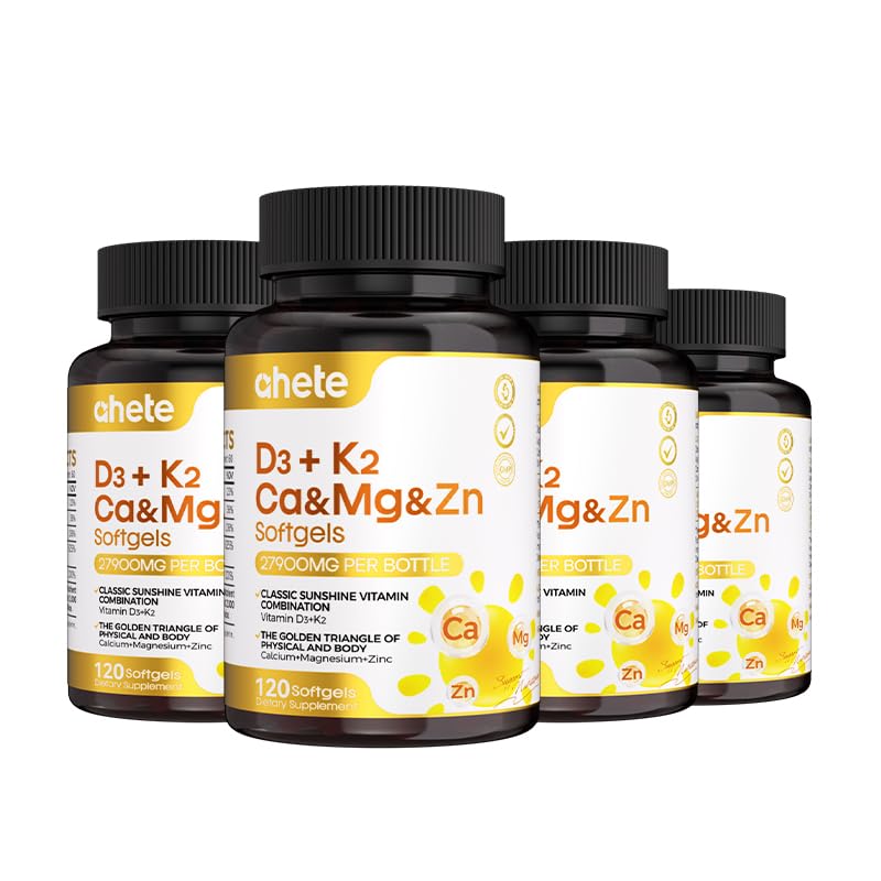 Ahete Vitamin D3 K2 Magnesium 10000 IU, 120 mcg K2 Capsules, 300 Capsules