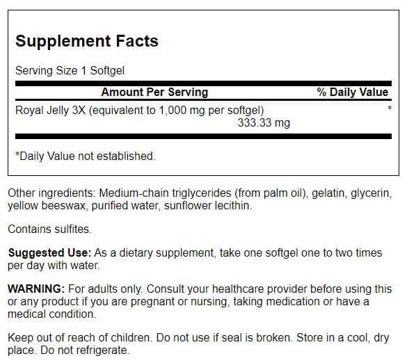Swanson Royal Jelly Softgels 100 Count