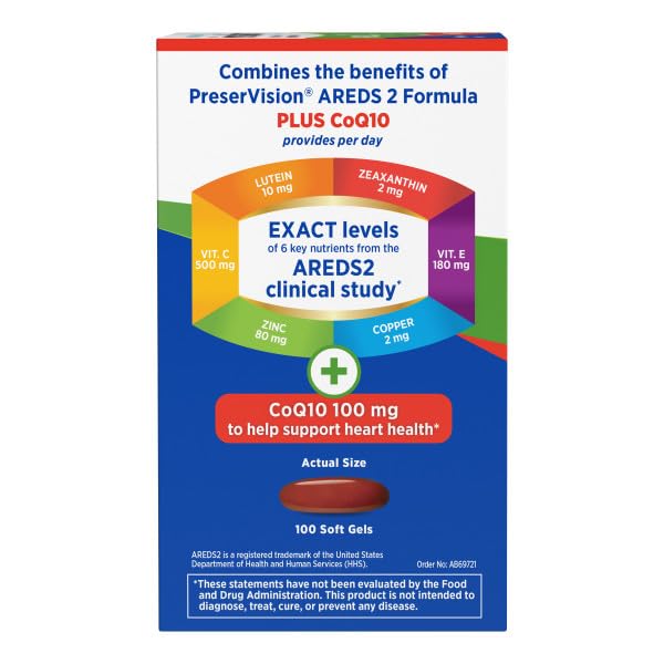 PreserVision Eye Vitamin & Mineral Supplement AREDS 2 Formula + CoQ10 Softgels, 200 Count