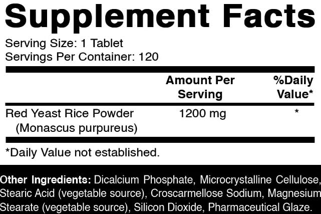Oxify Red Yeast Rice 1200 mg Tablet, 120 Count