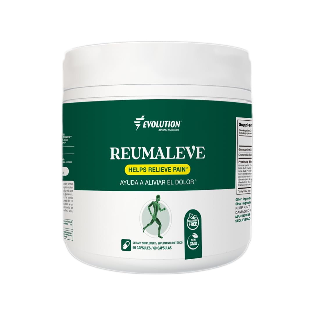 Evolution Advance Sport Nutrition Reumaleve Joint Support Supplement with Herbal Blend, Glucosamine Chondroitin, Devil’s Claw & Anamu, 60 Capsules