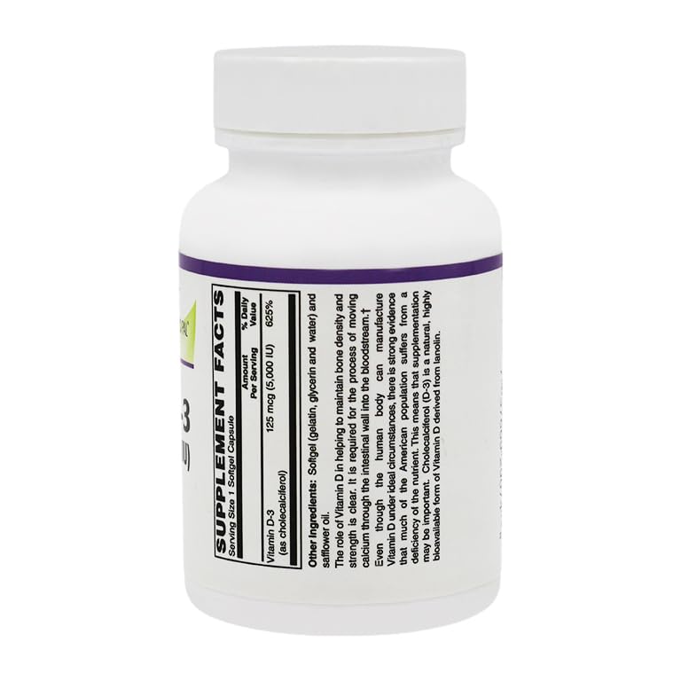 BariatricPal Vitamin D-3 125mcg (5000 IU) Easy Swallow Vegetarian Softgels 100