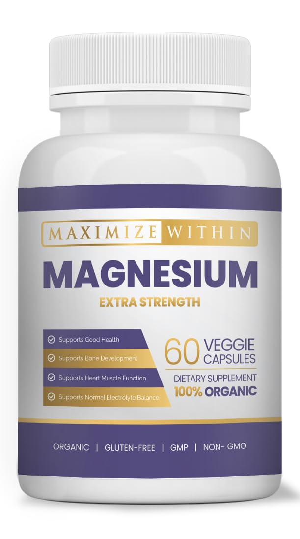 Maximize Within Magnesium Extra Strength Supplement 600mg Magnesium Glycinate Capsule, 60 Capsules