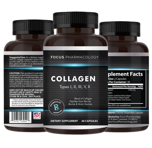 Focus Pharmacology Collagen Support Capsules, 60 Count