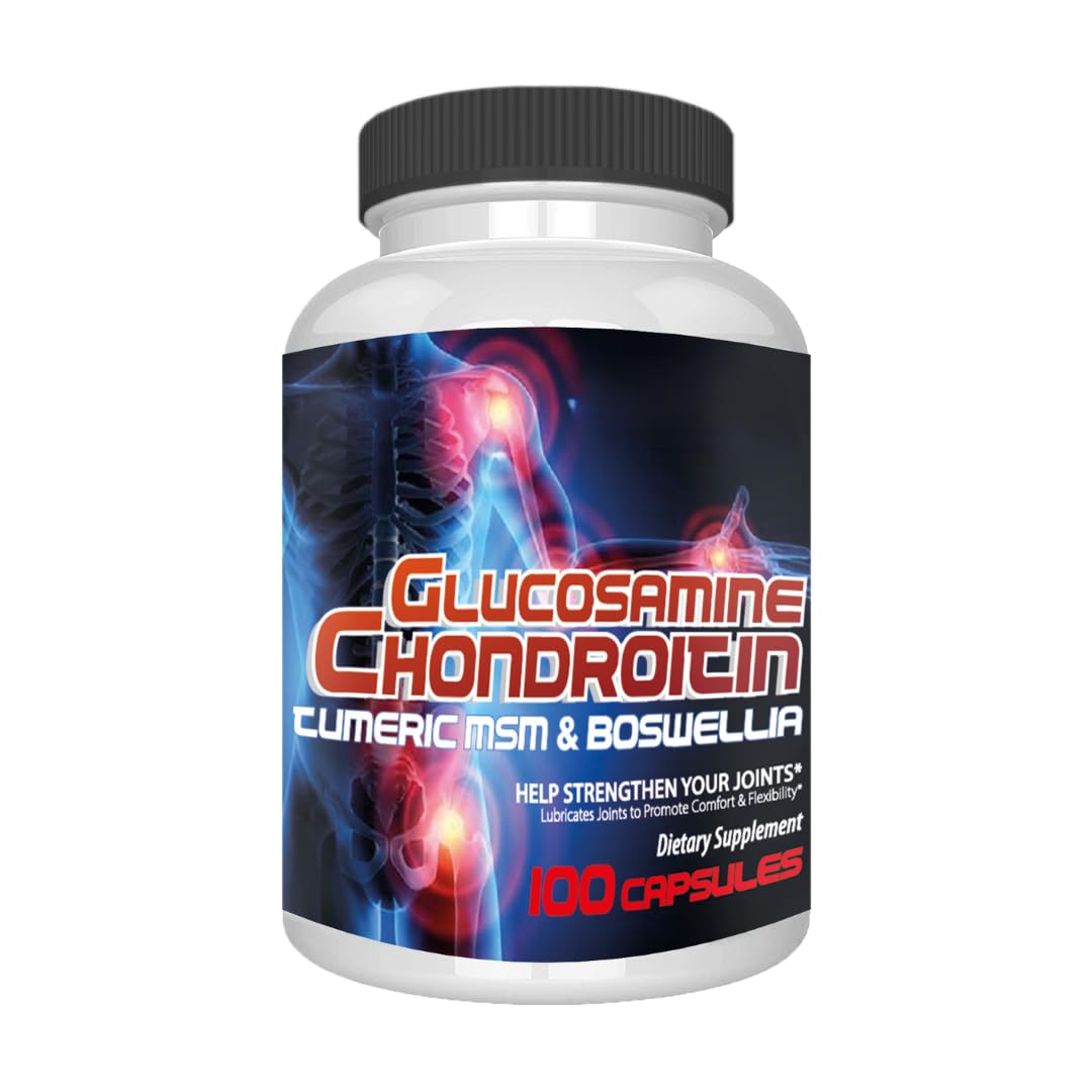 Generic Glucosamine Chondroitin with Turmeric MSM & Boswellia Capsules, 100 Capsules