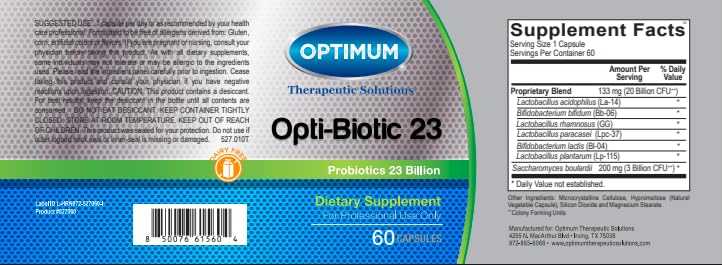 Optimum Therapeutic Solutions Opti-Biotic 23 (Probiotic 23 Billion) Capsule, 60 Count