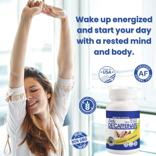 RUTA Daily De-Caffeinate: Advanced Caffeine Eliminator Supplement – Natural Acting Non-Addictive Formula that Supports Relaxation and Deep, Restful Sleep Capsule, 30 Count