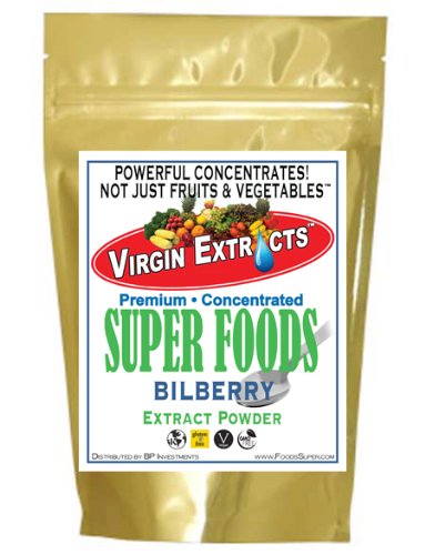 Virgin Extracts Freeze-Dried Organic Bilberry 4:1 Powder Extract Concentrate SuperFood Powder, 16 oz