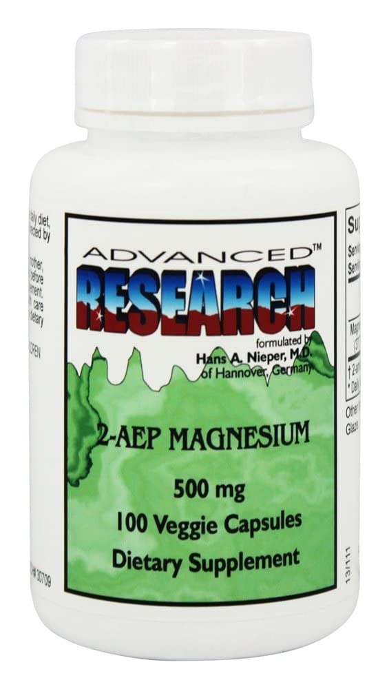 Advanced Nutritional Research 2-AEP Magnesium 500 mg Vegetable Capsules, 100 Count