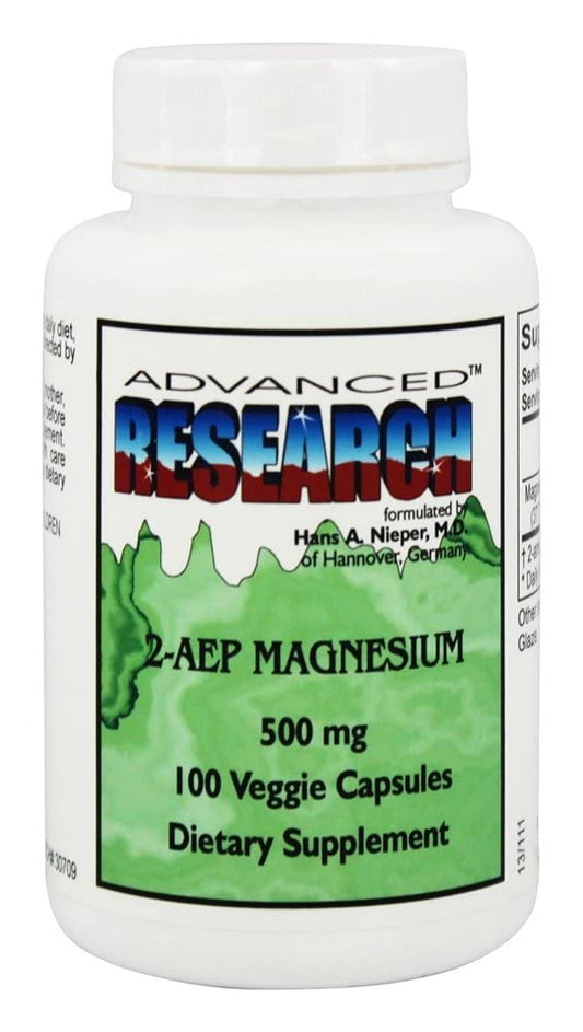 Advanced Nutritional Research 2-AEP Magnesium 500 mg Vegetable Capsules, 100 Count