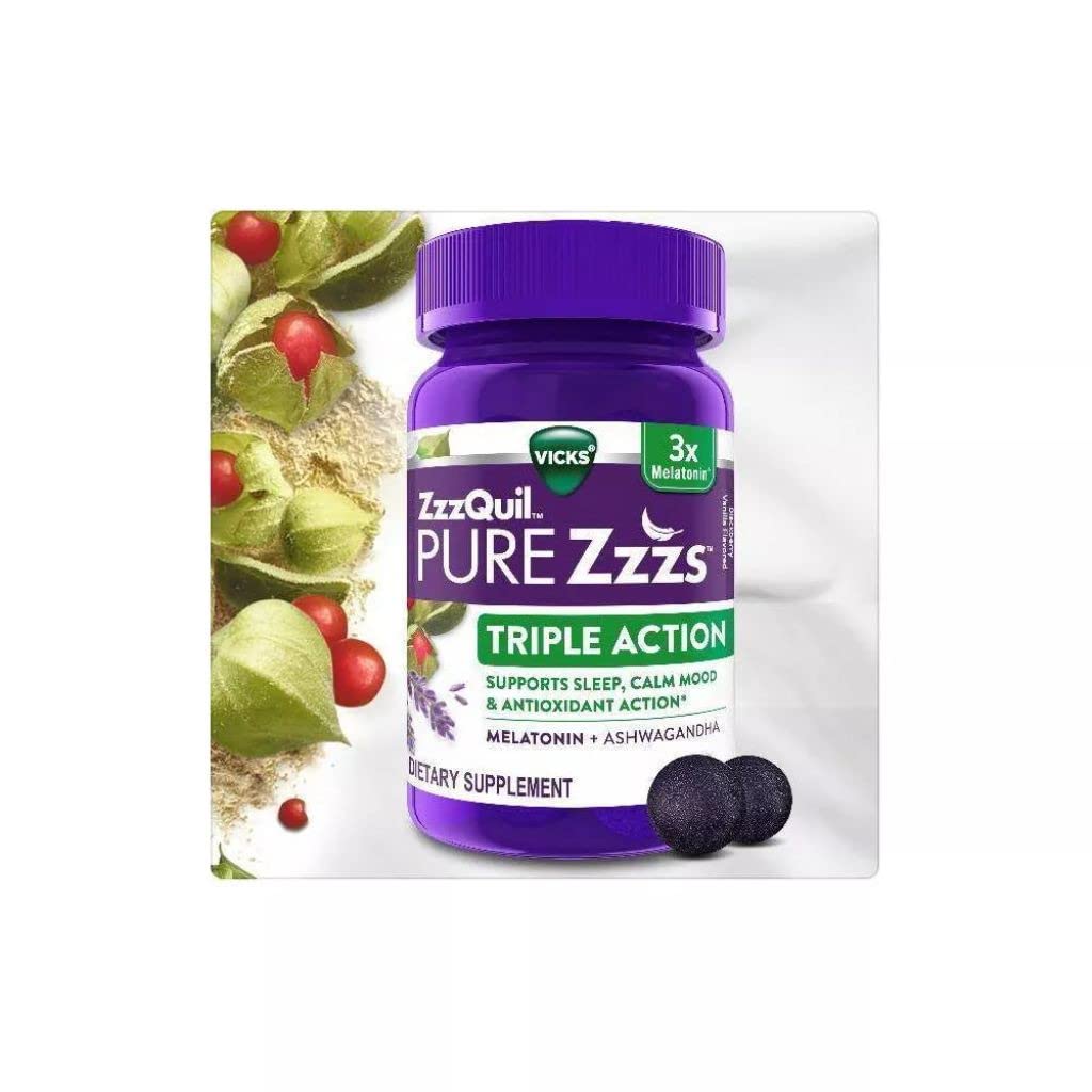 ZzzQuil Pure Zzzs Triple Action Gummy Melatonin Sleep Supplement, 42 Count