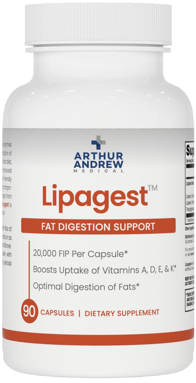 Arthur Andrew Medical Lipagest Concentrated Lipase Enzyme 20,000 FIP Capsule, 90 Count