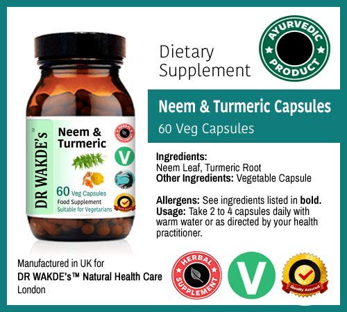 DR WAKDE's Neem & Turmeric Capsules, 60 Count