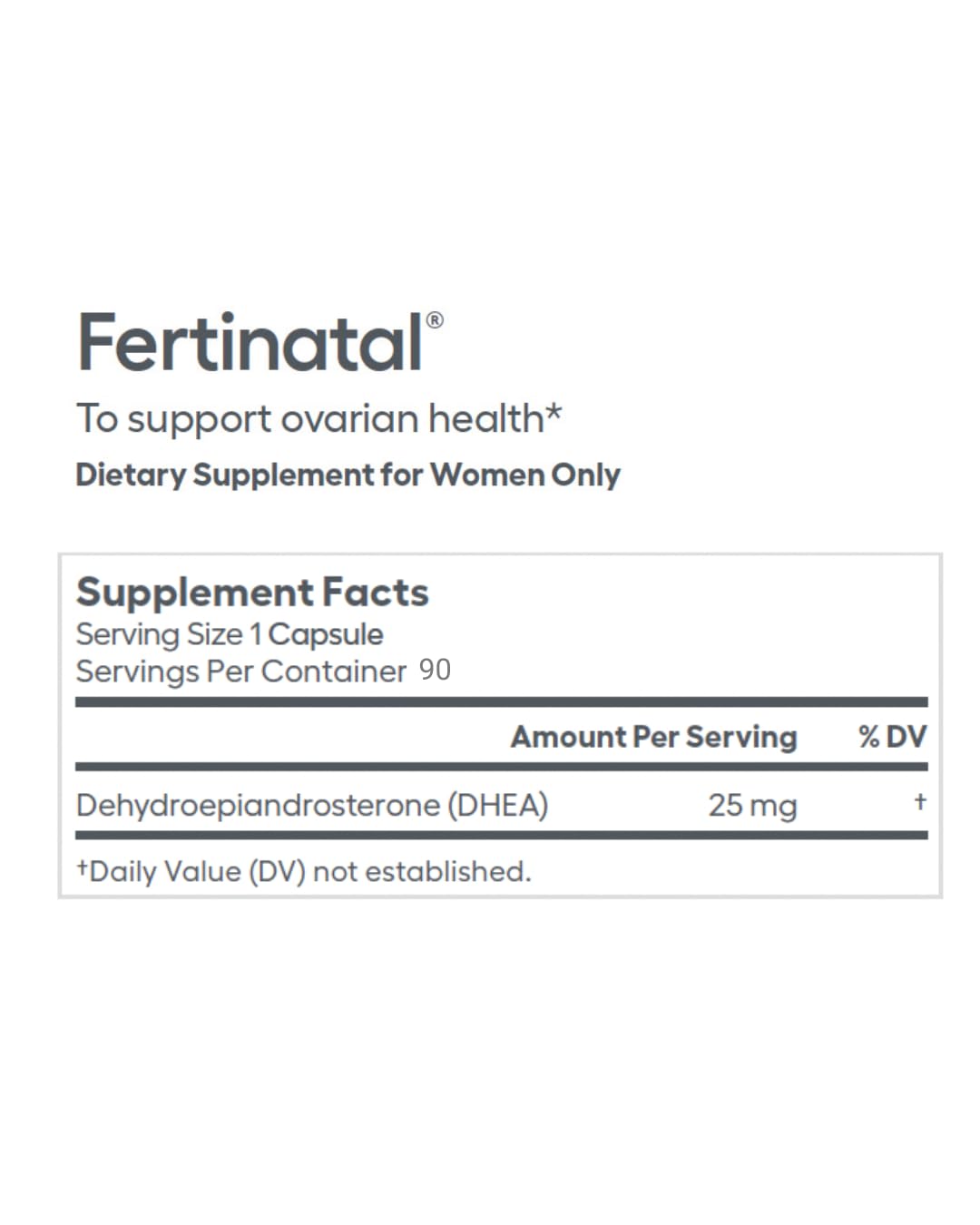 Fertinatal Micronized DHEA Female Natural Plant-Based Fertility Supplement Capsules, 84 Count