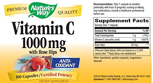 Nature's Way Vitamin C 1000 With Rose Hips Capsule, 1000 Capsules
