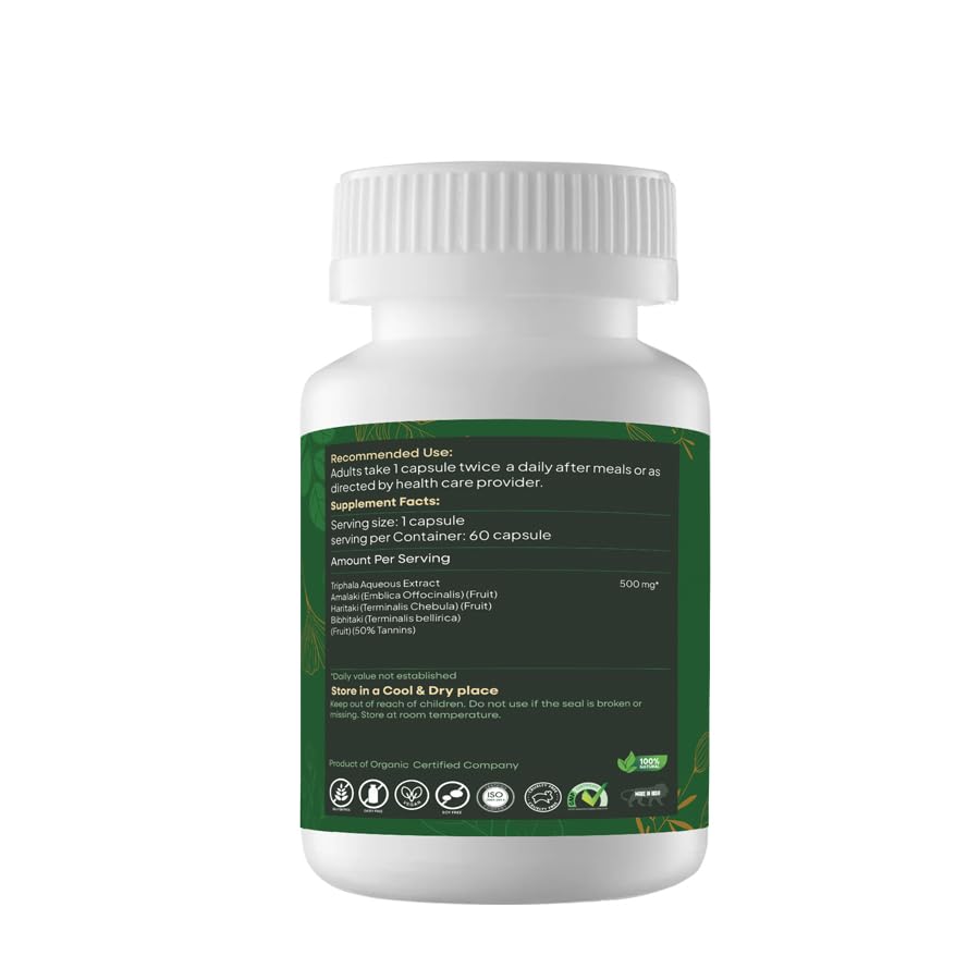Herbogayam Triphala 500 mg Capsules, 60 Count