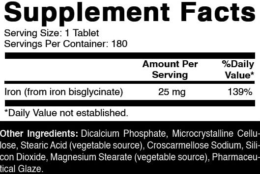 Oxify Iron 25 mg Tablet, 180 Count