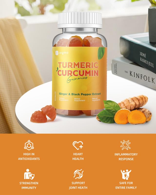 ORGMO Turmeric Curcumin Gummies with Black Pepper, 120 Gummies
