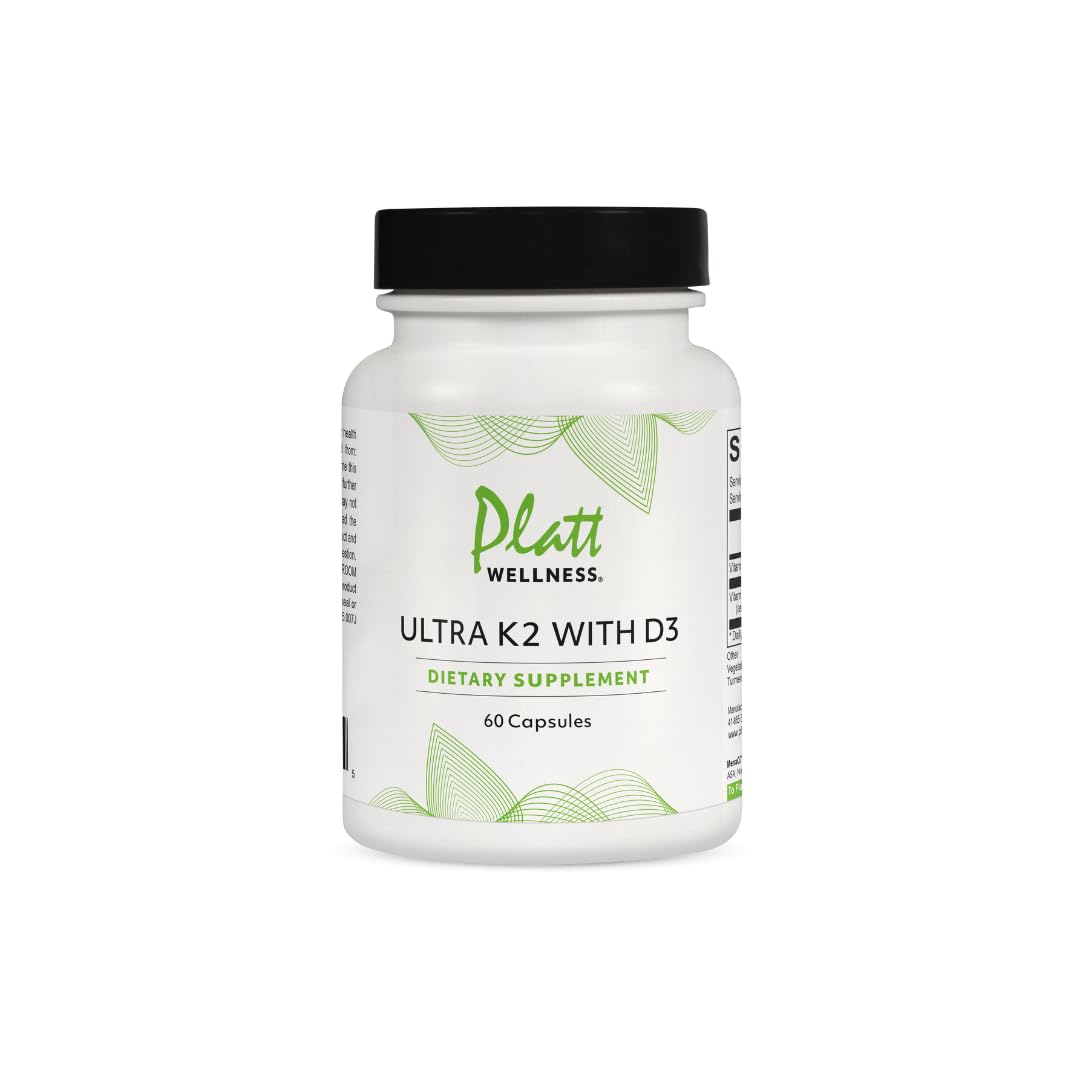 Platt Wellness Ultra K2 with D3 Vitamin K2 (MK-7) + Vitamin D3 Supplement, 60 Capsules
