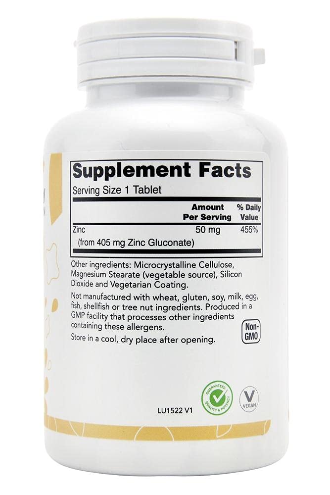 Lucky Vitamin Zinc Gluconate 50 mg Tablets 250 Count