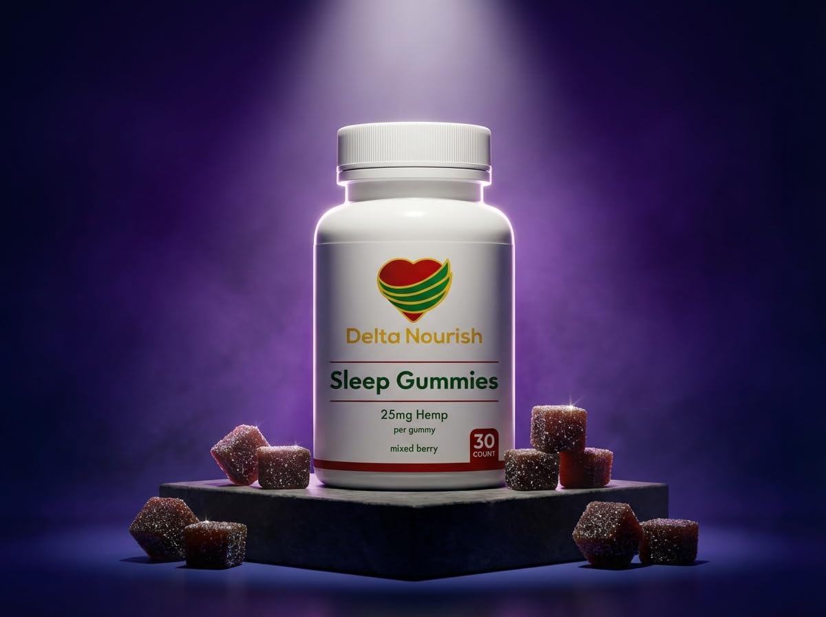 Delta nourish Sleep Gummies with Hemp Extract & L-Theanine Nighttime Calm Support, 30 Count