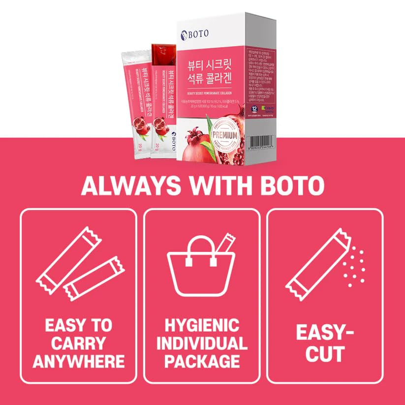 ZIOSTAND BOTO Beauty Secret Pomegranate Collagen Jelly Stick Gummy Pack of 15