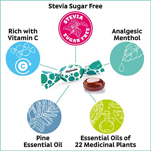 Alpinola Lozenges, Menthol, 20 Herbs and Vitamin C, Sugar Free Stevia, 17 Count