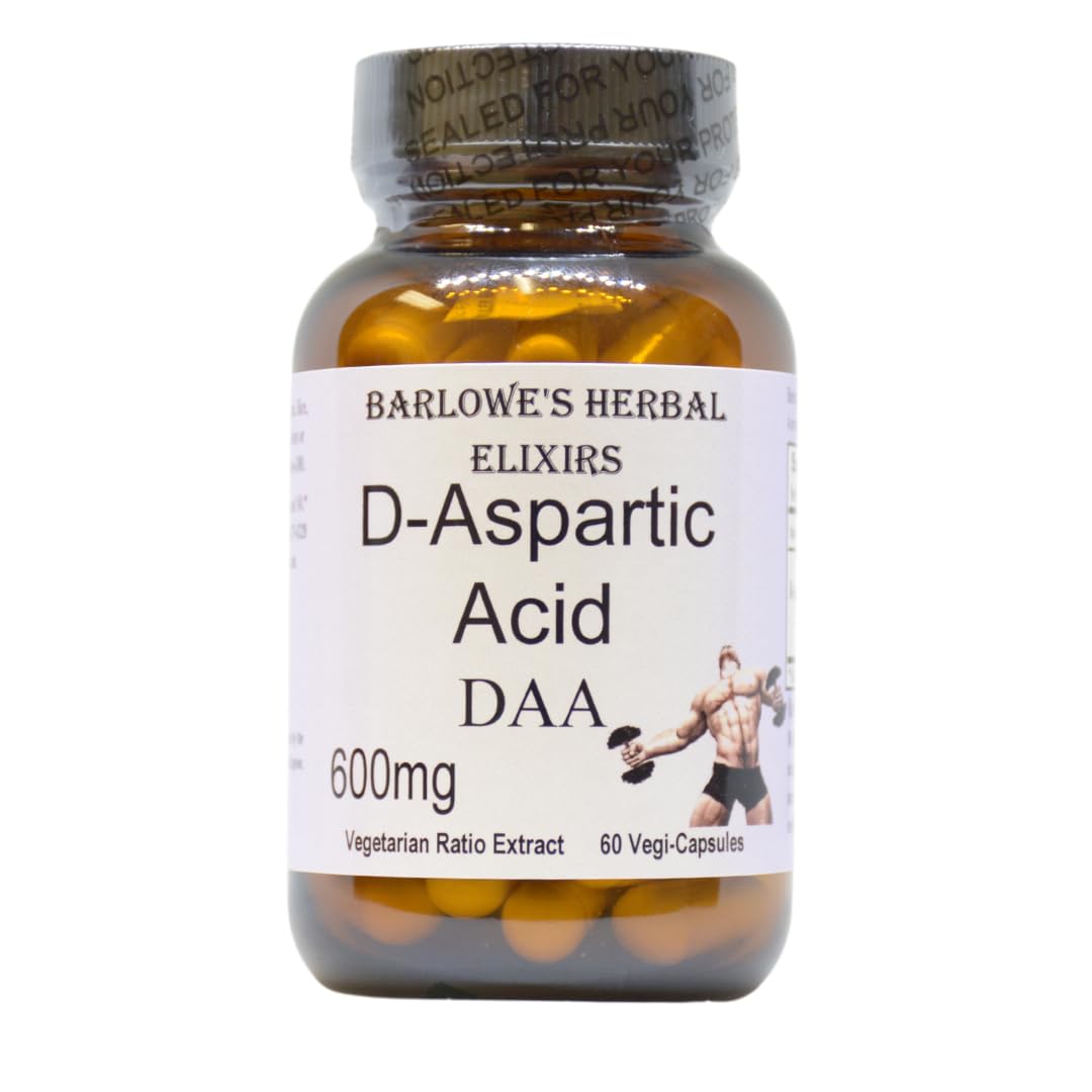 Barlowe's Herbal Elixirs D-Aspartic Acid Supplement Capsule, 60 Veggie Capsules