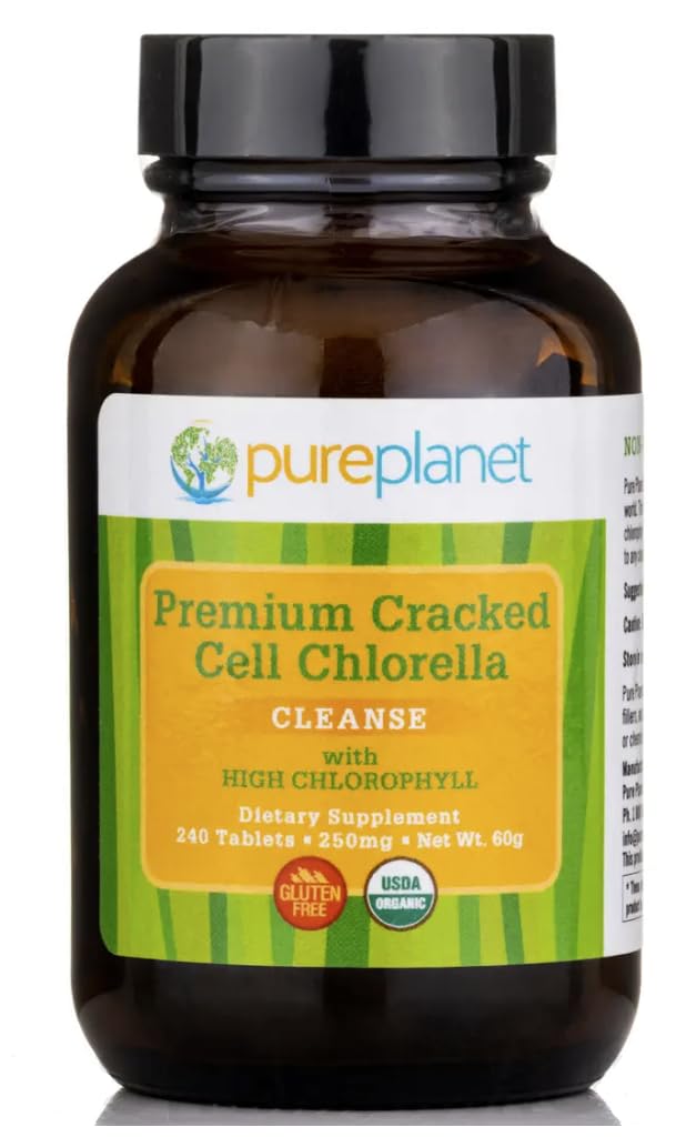 PURE PLANET Cracked Cell Chlorella Organic Tablet 240 Count