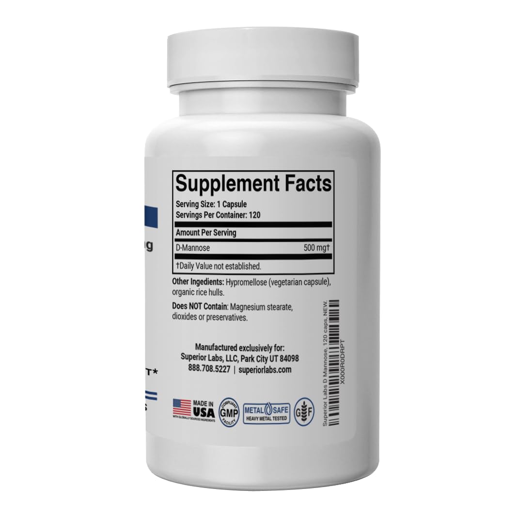 Superior Labs D-Mannose 500 mg 120 Veg Caps