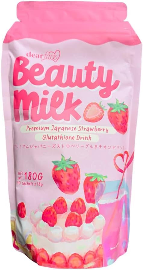 Generic Dear Face Beauty Milk Japanese Collagen Strawberry Drink Powder 6.43 oz