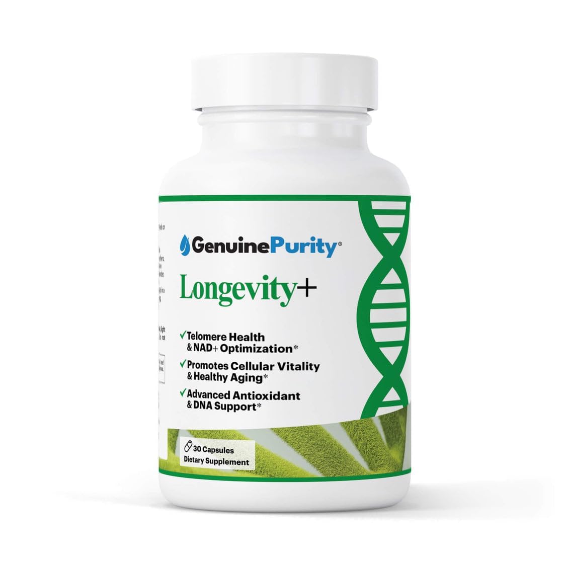 GenuinePurity Longevity+ 5-in-1 Cellular Wellness Formula with NMN, Cycloastragenol, CoQ10, Resveratrol & Selenium, 60 Capsules