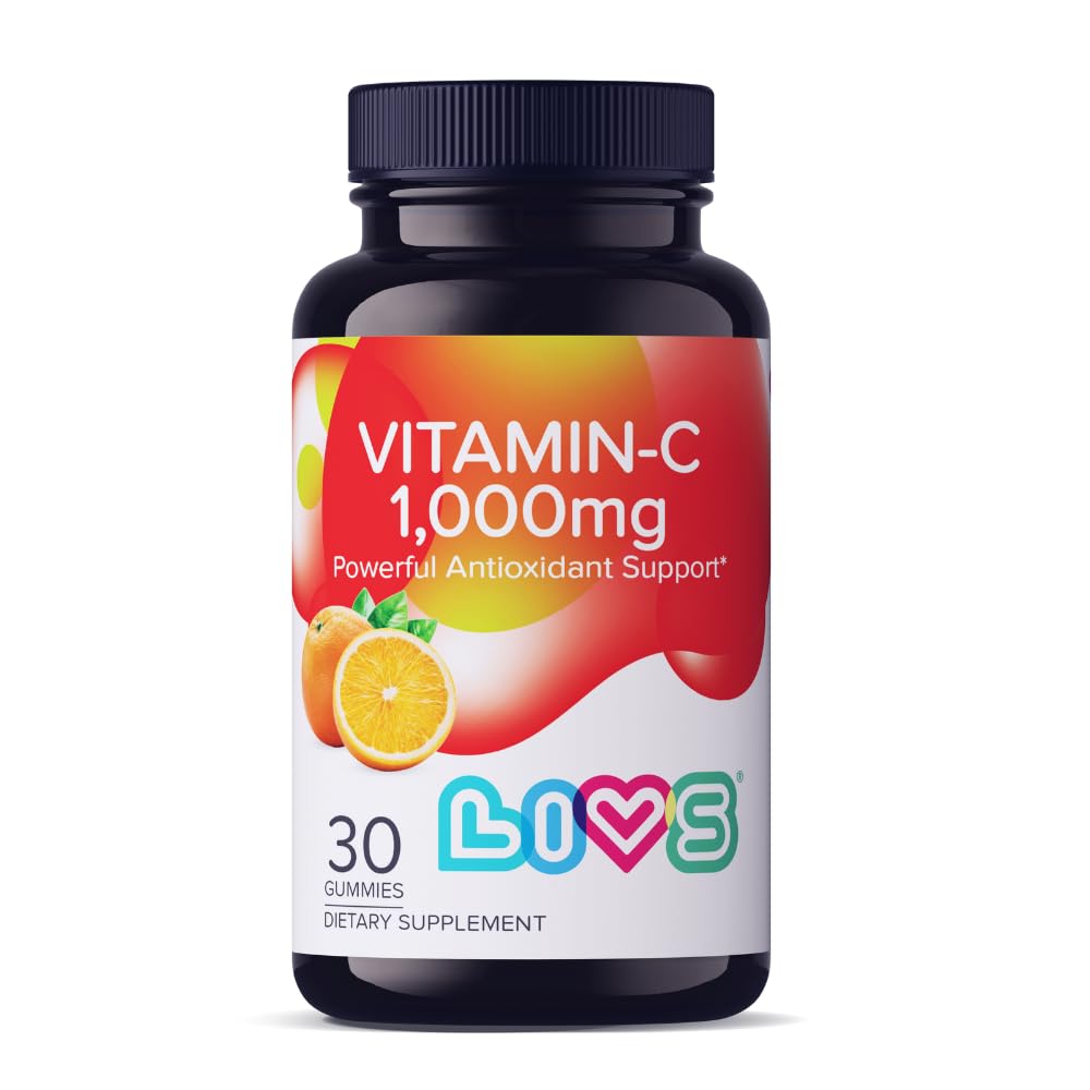 LIVS Vitamin C 1000mg Gummies for Kids & Adults, 30 Count