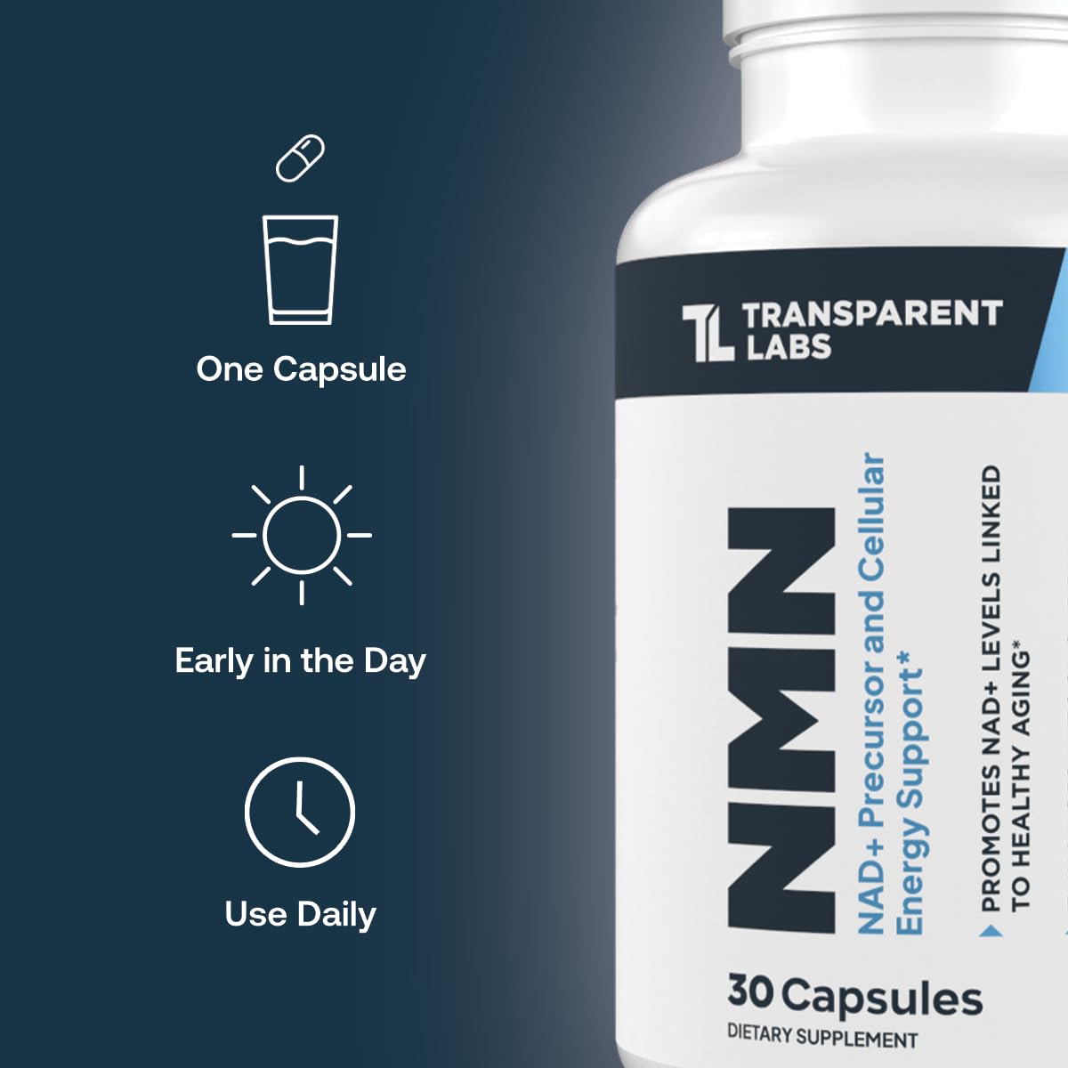 Transparent Labs NMN Supplement for NAD+ Levels Powder 1.5 oz - 600 mg Nicotinamide Mononucleotide
