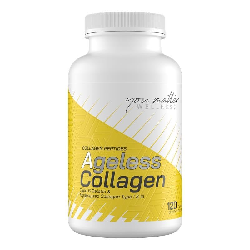 You Matter Wellness Ageless Collagen Hydrolyzed Collagen Supplement for Hair, Skin, Nails & Bone Support – Promote Skin Elasticity & Healthy Aging Capsule 120 Count