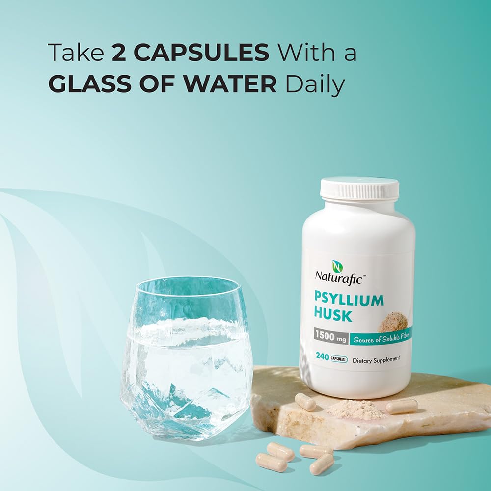 Naturafic Psyllium Husk Capsules 1500mg, 240 Capsules