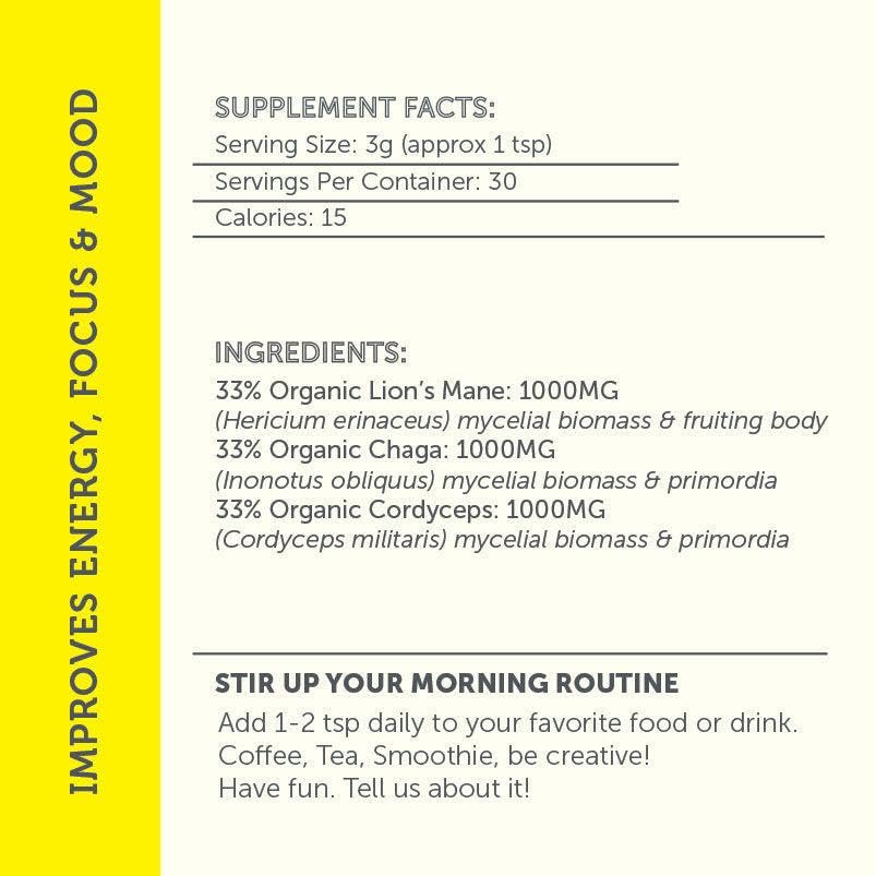 Fun Earth Morning Routine Mushrooms Mushroom Supplement Powder, 3.17 oz