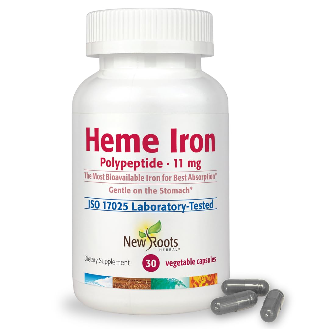 NEW ROOTS HERBAL Heme Iron Supplement Capsule 30 Count
